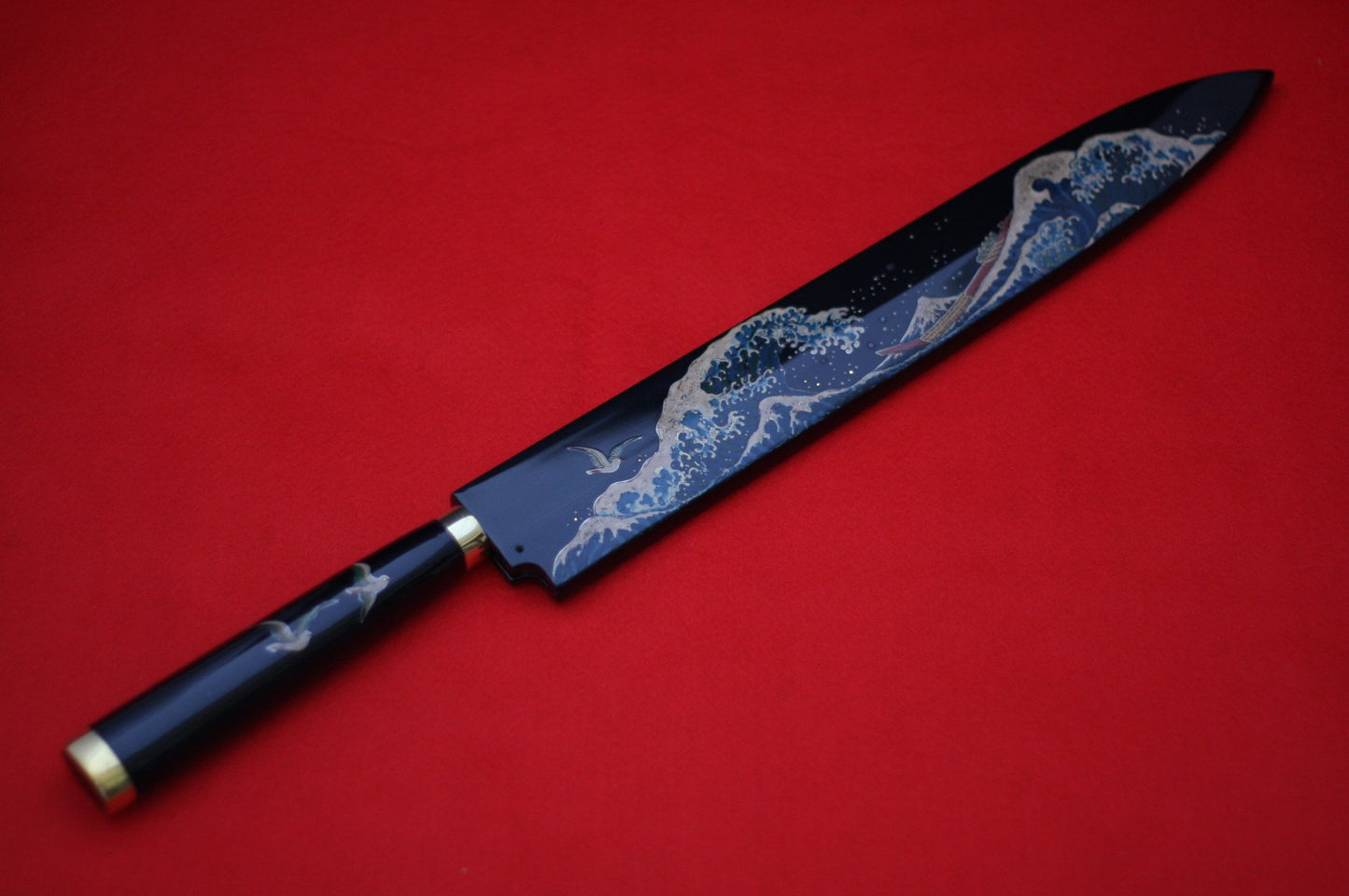 Takeshi Saji VG10 Japanese Yanagiba Chef Knife with Maki-e Art Mt. Fuji & Waves 300mm - Japanny - Best Japanese Knife