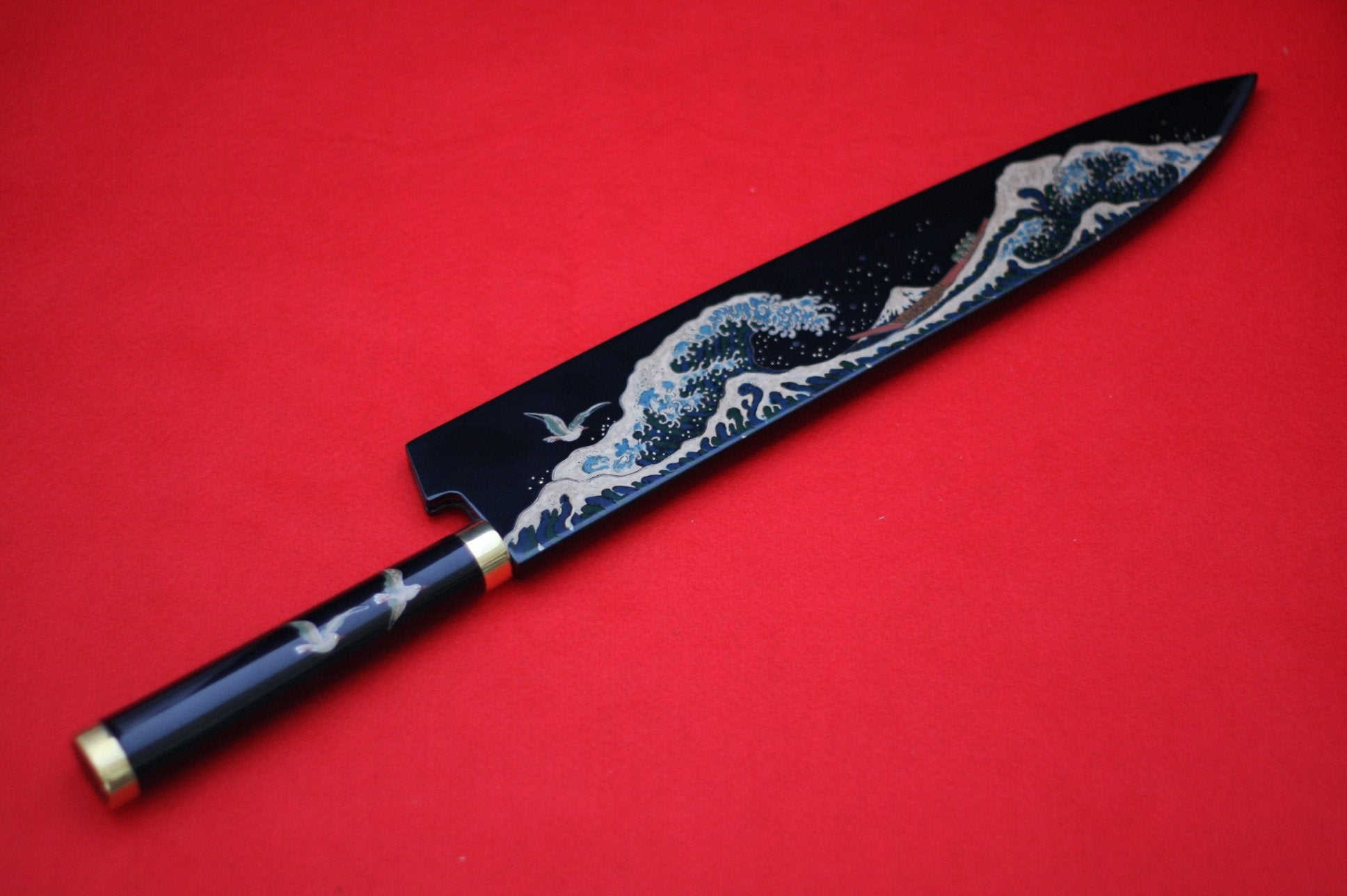 Takeshi Saji R2 Japanese Gyuto Chef Knife with Maki-e Art Mt. Fuji & Waves 300mm - Japanny - Best Japanese Knife