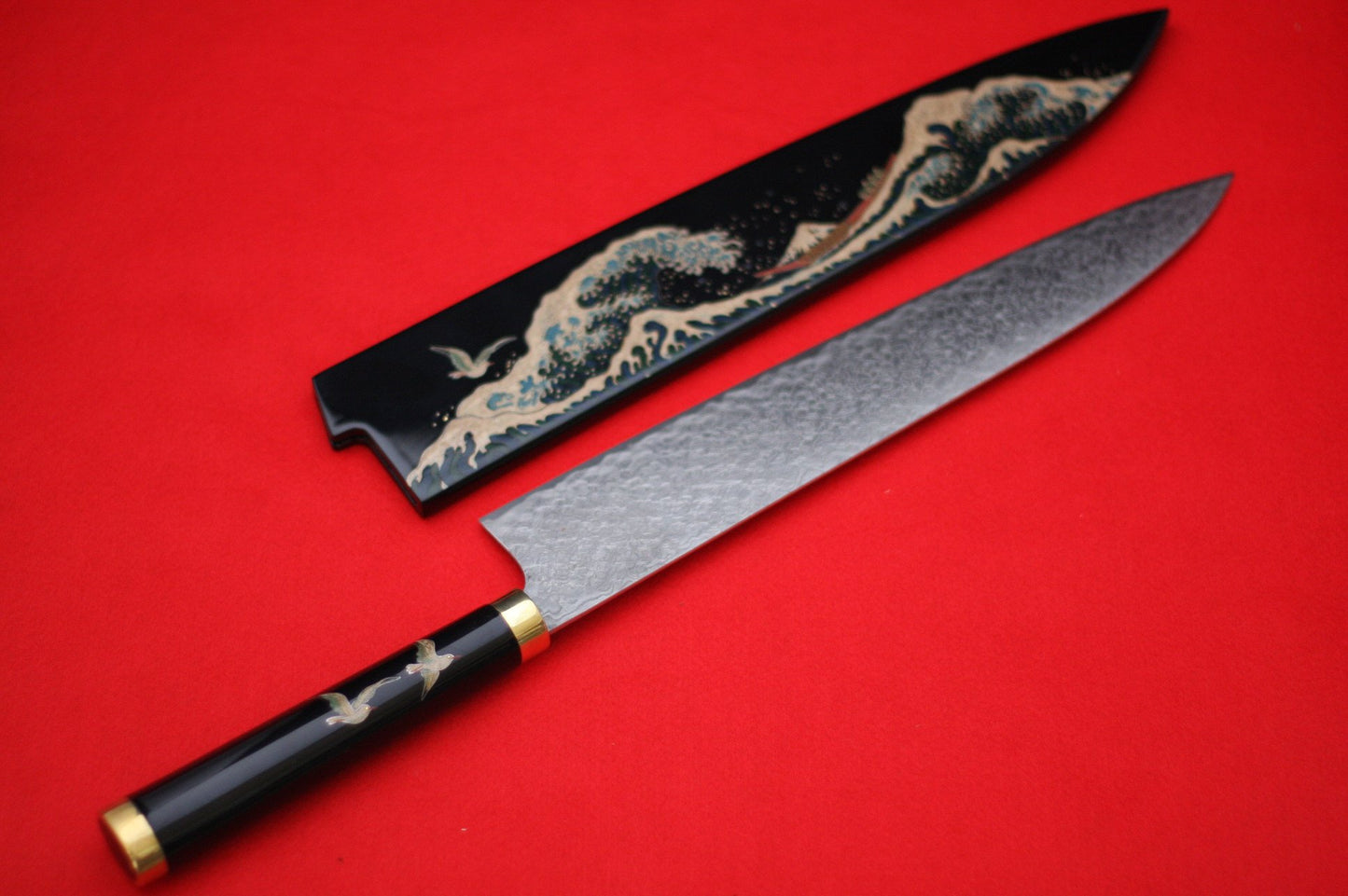 Takeshi Saji R2 Japanese Gyuto Chef Knife with Maki-e Art Mt. Fuji & Waves 300mm - Japanny - Best Japanese Knife