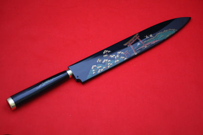 Takeshi Saji Knife VG10 Yanagiba 270mm with Makie Art - Torii - Japanny - Best Japanese Knife