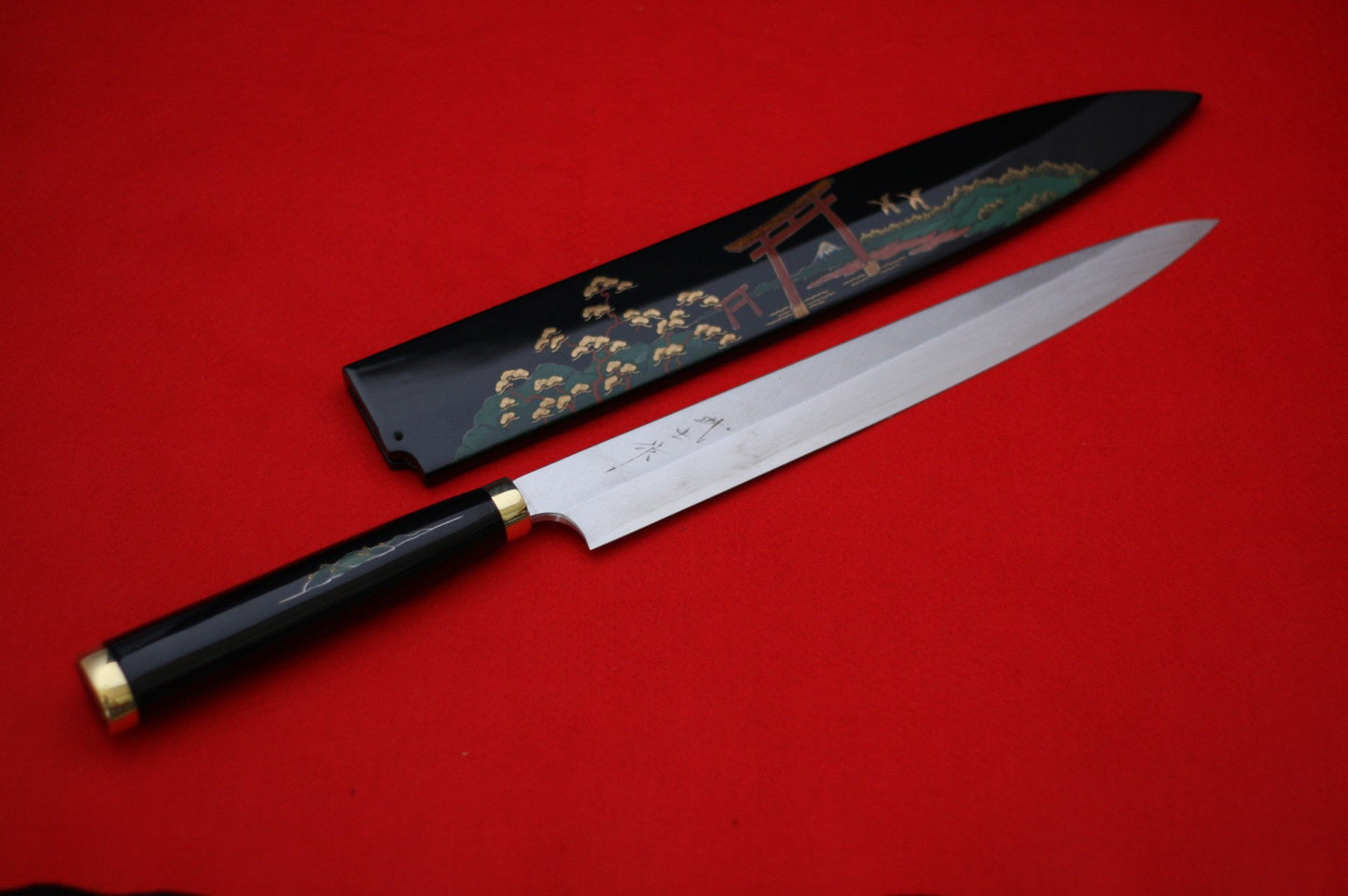 Takeshi Saji Knife VG10 Yanagiba 270mm with Makie Art - Torii - Japanny - Best Japanese Knife