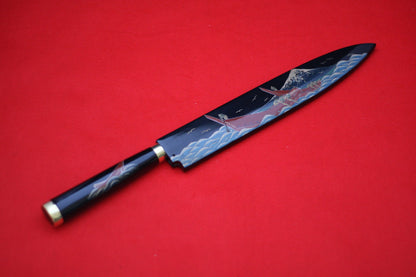 Takeshi Saji Knife VG10 Yanagiba 240mm with Makie Art - Mt.Fuji & Ships - Japanny - Best Japanese Knife