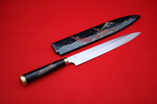 Takeshi Saji Knife VG10 Yanagiba 240mm with Makie Art - Mt.Fuji & Ships - Japanny - Best Japanese Knife