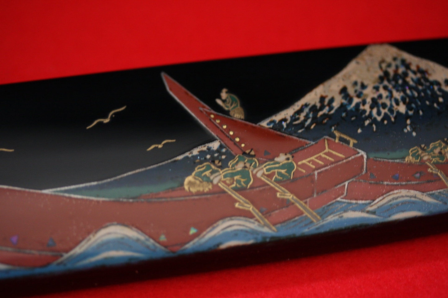 Takeshi Saji Knife VG10 Yanagiba 240mm with Makie Art - Mt.Fuji & Ships - Japanny - Best Japanese Knife