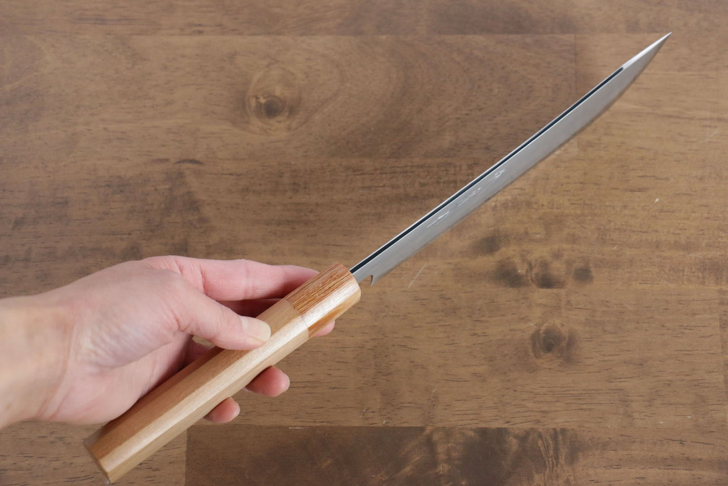 Thương hiệu Jikko Cá voi  Thép trắng Dao đa năng Santoku dao Nhật 180mm gỗ Hoa anh đàoChuôi dao