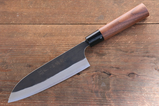 Thương hiệu Nao Yamamoto Thép siêu xanh Kurouchi Dao đa năng Santoku dao Nhật 165mm gỗ cây Óc ChóChuôi dao