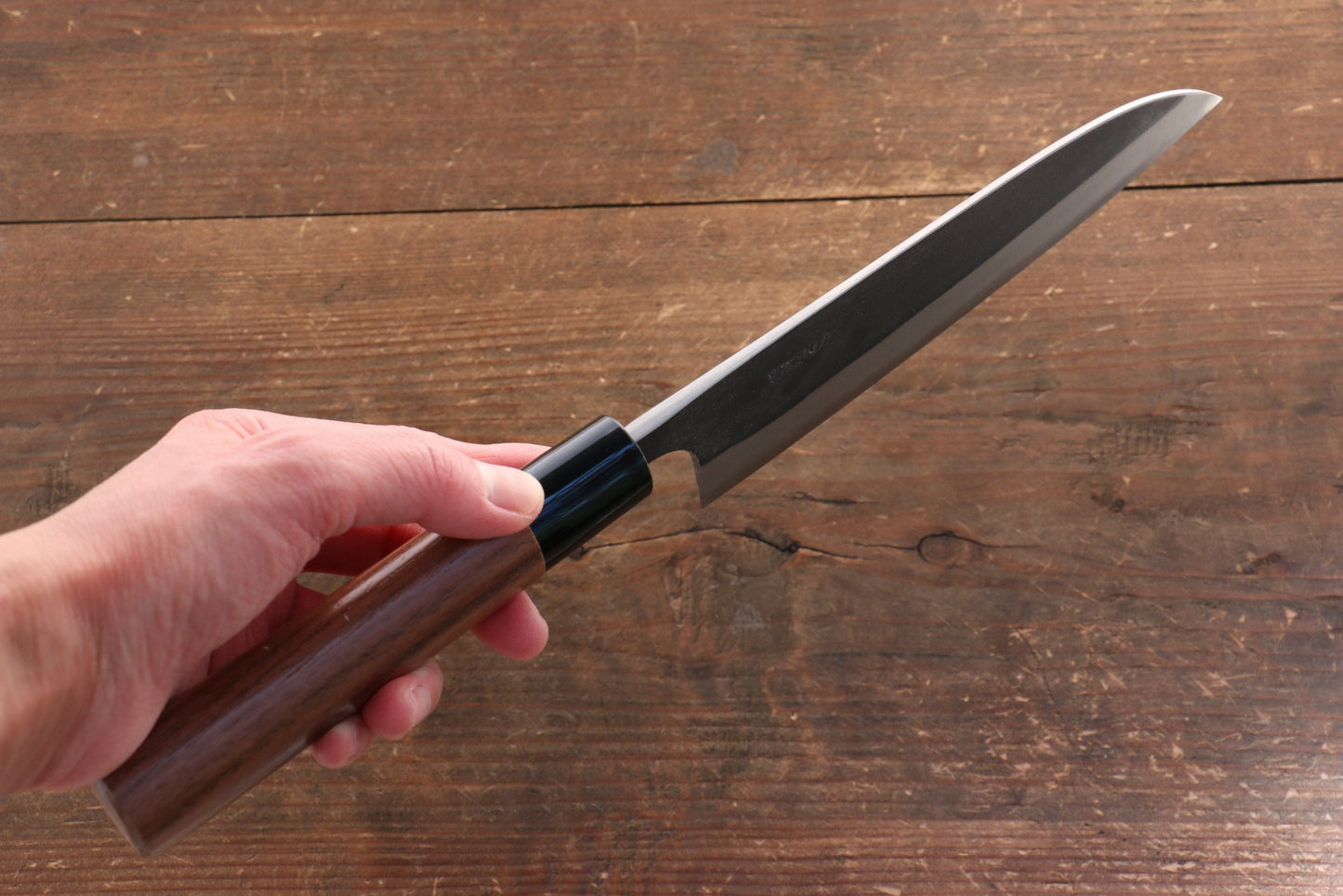 Thương hiệu Nao Yamamoto Thép siêu xanh Kurouchi Dao đa năng Santoku dao Nhật 165mm gỗ cây Óc ChóChuôi dao