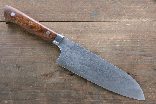 Thương hiệu Nao Yamamoto Không lõi Thép Damascus Dao đa năng Santoku dao Nhật 170mm gỗ LimChuôi dao