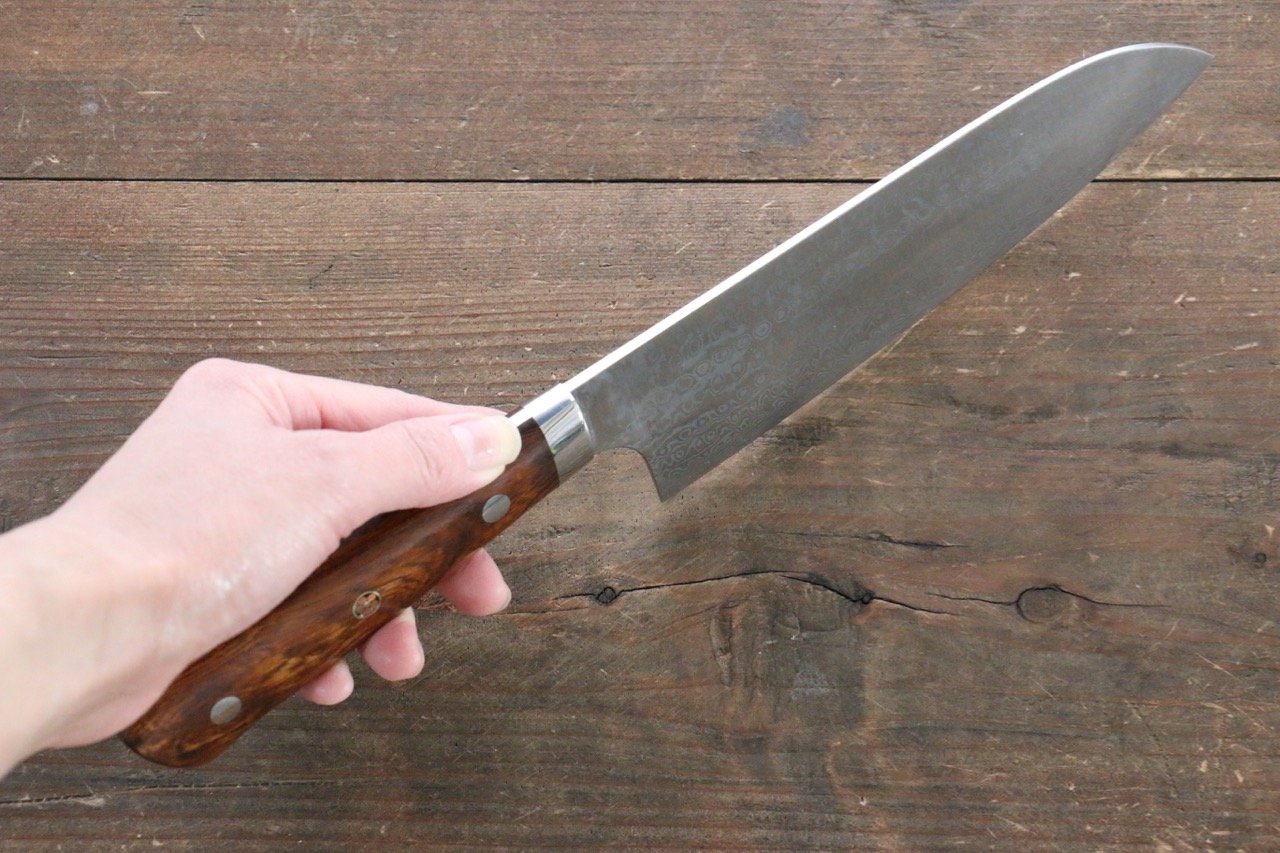 Thương hiệu Nao Yamamoto Không lõi Thép Damascus Dao đa năng Santoku dao Nhật 170mm gỗ LimChuôi dao