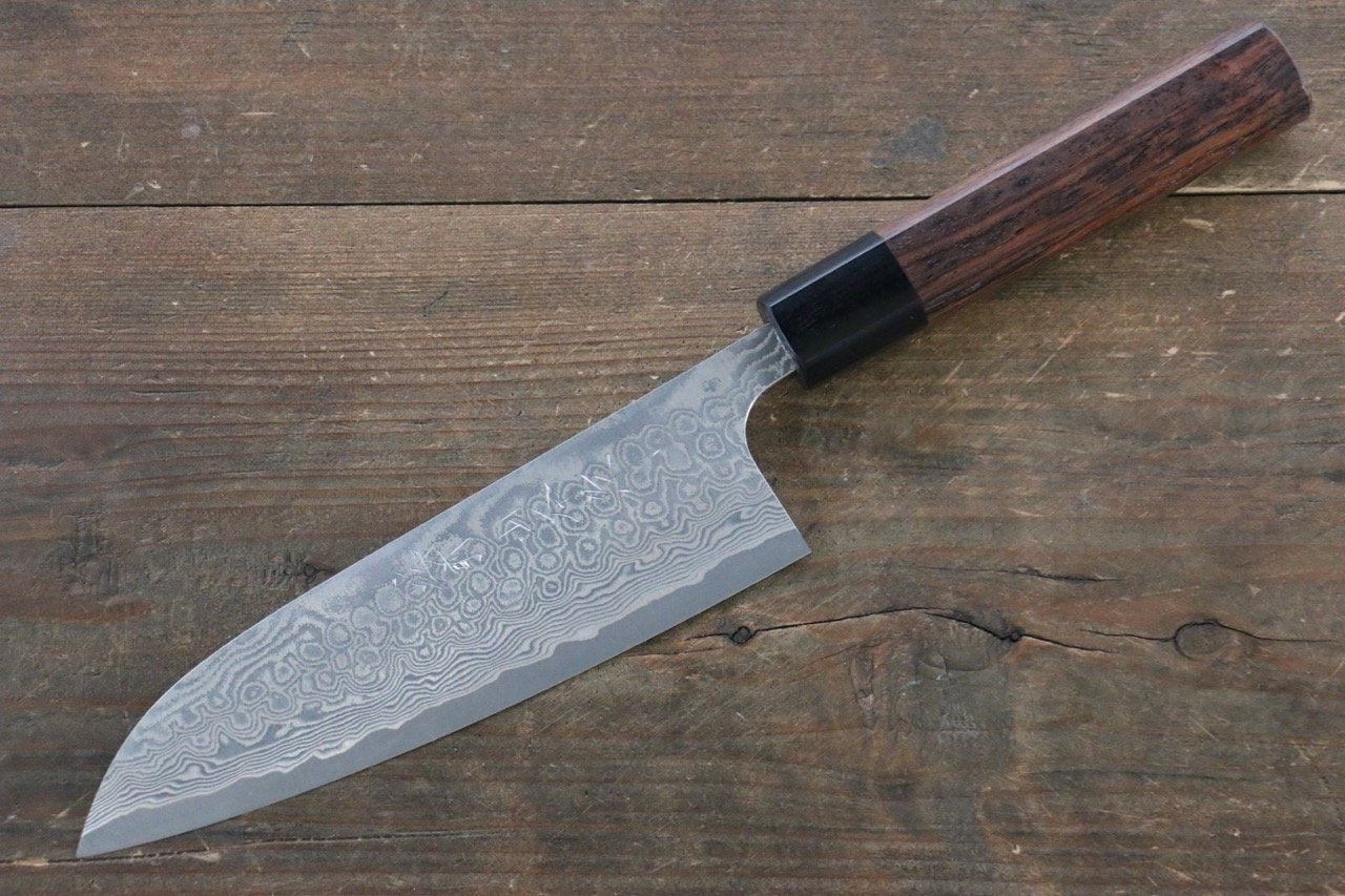 Thương hiệu Nao Yamamoto R2/SG2 Thép Damascus Dao đa năng Santoku dao Nhật 170mm gỗ Đàn HươngChuôi dao