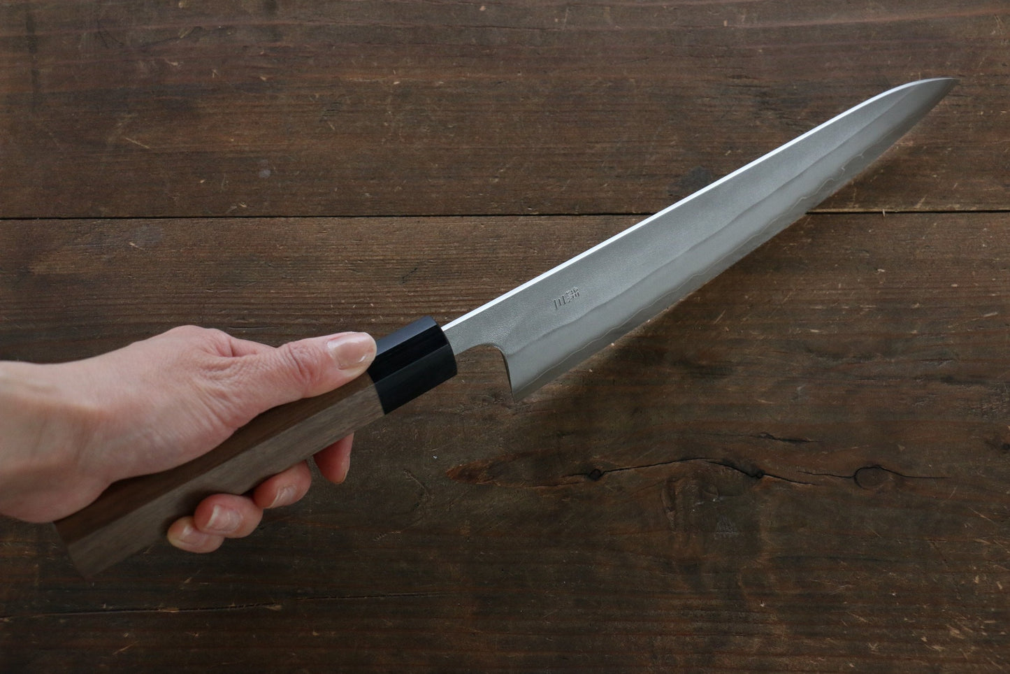 Thương hiệu Nao Yamamoto Thép Bạc No.3 Kỹ nghệ truyền thống Nhật Nashiji Dao đa năng Gyuto dao Nhật 210mm gỗ cây Óc ChóChuôi dao