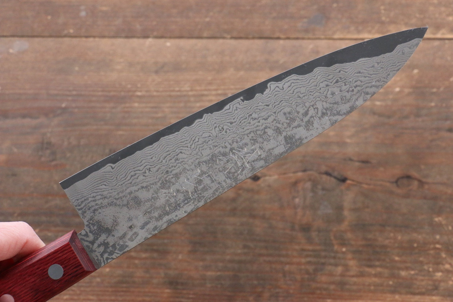 Thương hiệu Nao Yamamoto VG10 Thép Damascus đen Dao đa năng Gyuto dao Nhật 180mm chuôi dao gỗ ép đỏ