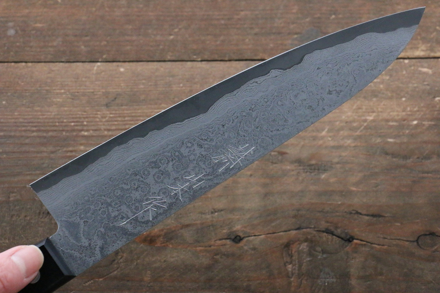 Thương hiệu Nao Yamamoto VG10 Thép Damascus đen Dao đa năng Gyuto dao Nhật 200mm chuôi dao gỗ Pakka đen