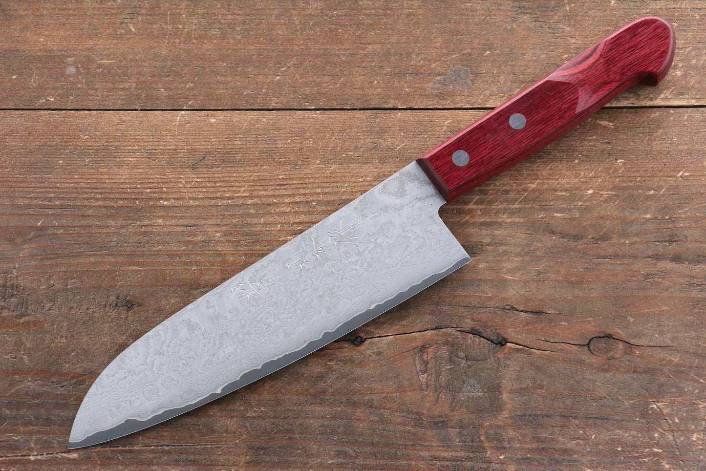 Thương hiệu Nao Yamamoto VG10 Thép Damascus đen Dao đa năng Santoku dao Nhật 180mm gỗ ép đỏChuôi dao