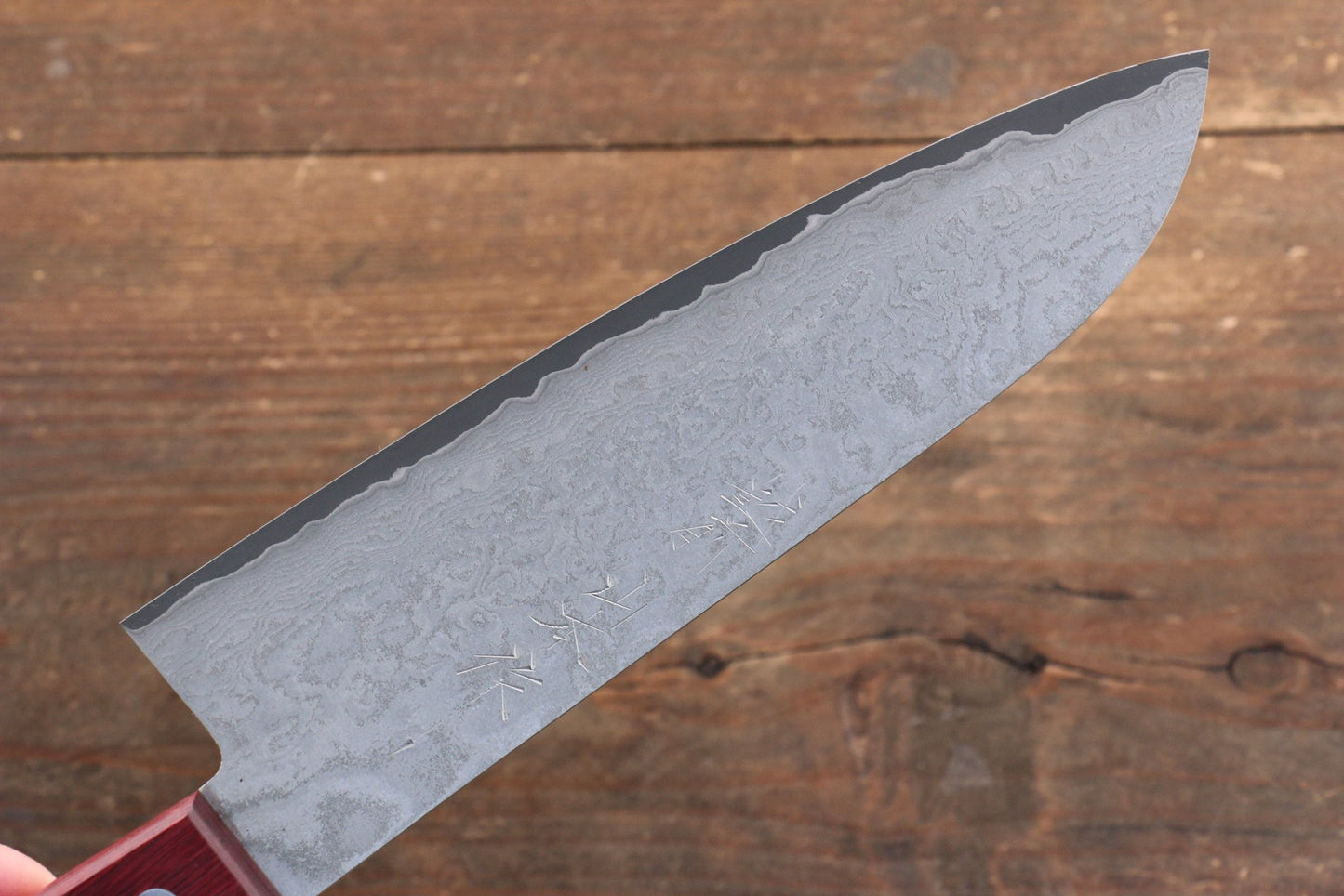 Thương hiệu Nao Yamamoto VG10 Thép Damascus đen Dao đa năng Santoku dao Nhật 180mm gỗ ép đỏChuôi dao