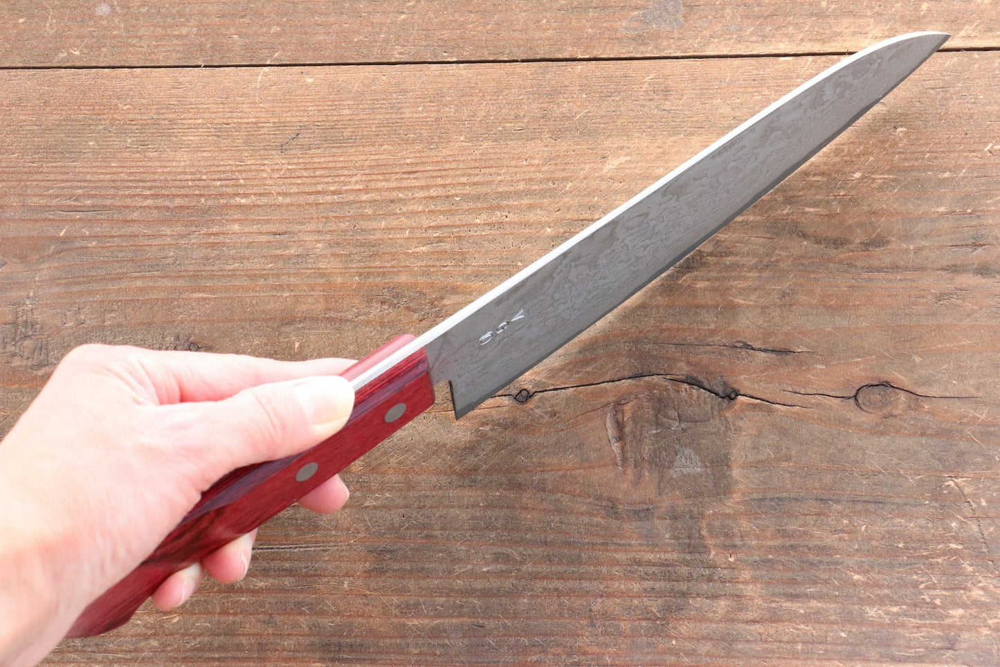 Thương hiệu Nao Yamamoto VG10 Thép Damascus đen Dao đa năng Santoku dao Nhật 180mm gỗ ép đỏChuôi dao