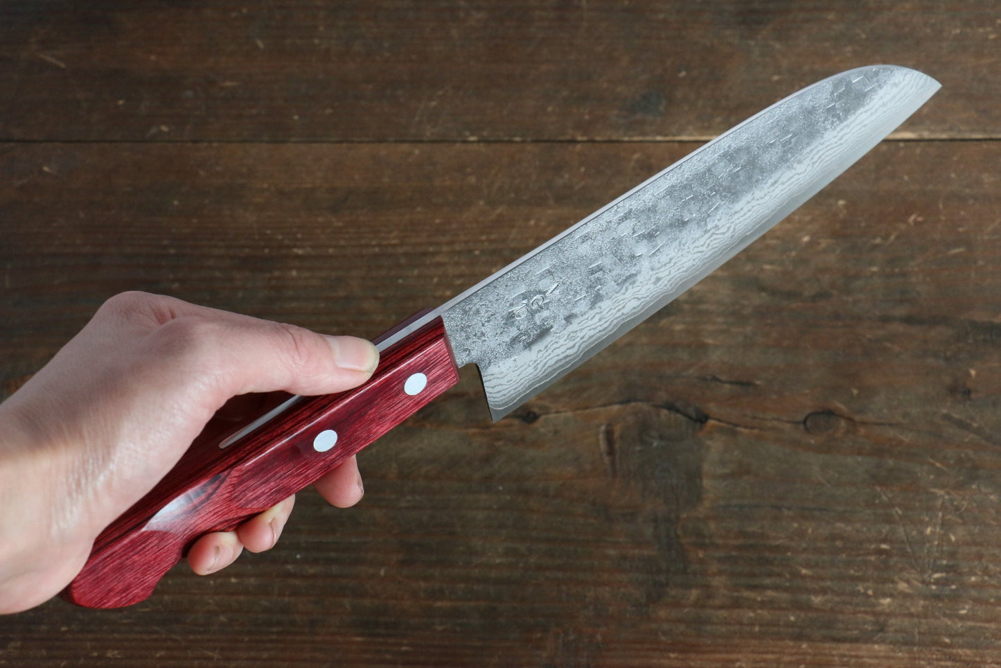 Thương hiệu Nao Yamamoto VG10 Thép Damascus rèn thủ công Dao đa năng Santoku dao Nhật 170mm chuôi dao gỗ ép đỏ