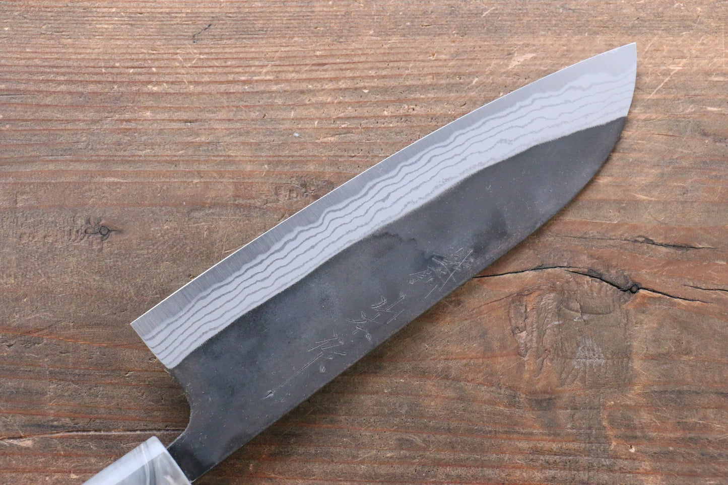 Thương hiệu Nao Yamamoto Thép trắng No.2 Kurouchi Thép Damascus Dao đa năng Santoku dao Nhật 170mm chuôi dao gỗ Anh đào mỹ