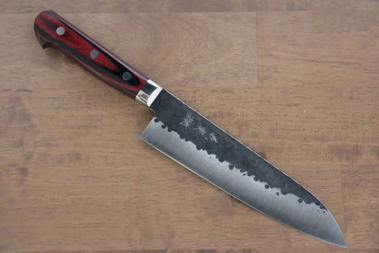 Thương hiệu Yoshimi Kato Thép siêu xanh Kurouchi Rèn thủ công (hình tròn) Dao đa năng Gyuto dao Nhật 180mm gỗ ép đỏChuôi dao