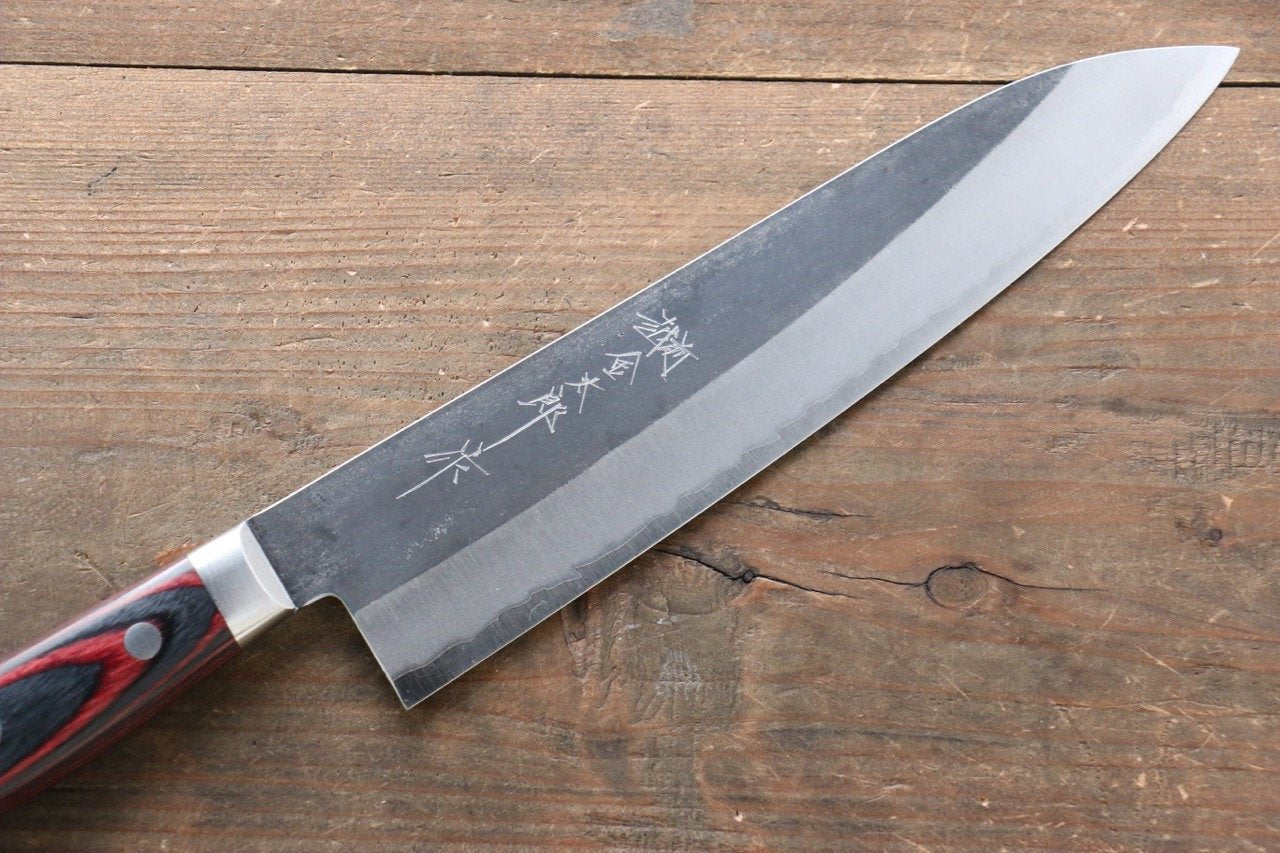 Marke Yoshimi Kato Superblauer Stahl Kurouchi Mehrzweckmesser Gyuto Japanisches Messer 210 mm gepresster Holzmessergriff