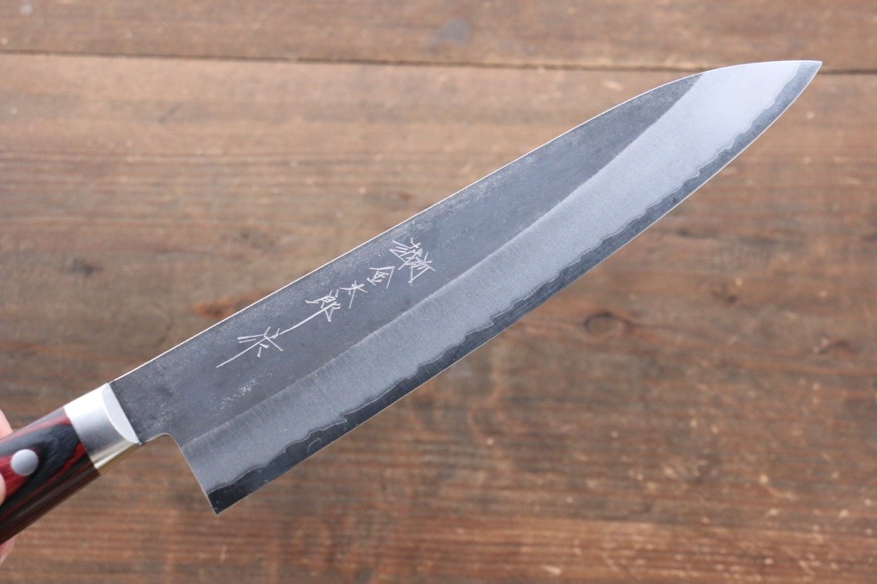 Thương hiệu Yoshimi Kato Thép siêu xanh Kurouchi Dao đa năng Gyuto dao Nhật 210mm gỗ ép Chuôi dao