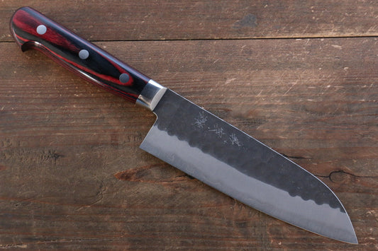 Thương hiệu Yoshimi Kato Thép siêu xanh Kurouchi Rèn thủ công (hình tròn) Dao đa năng Santoku dao Nhật 160mm gỗ ép Chuôi dao