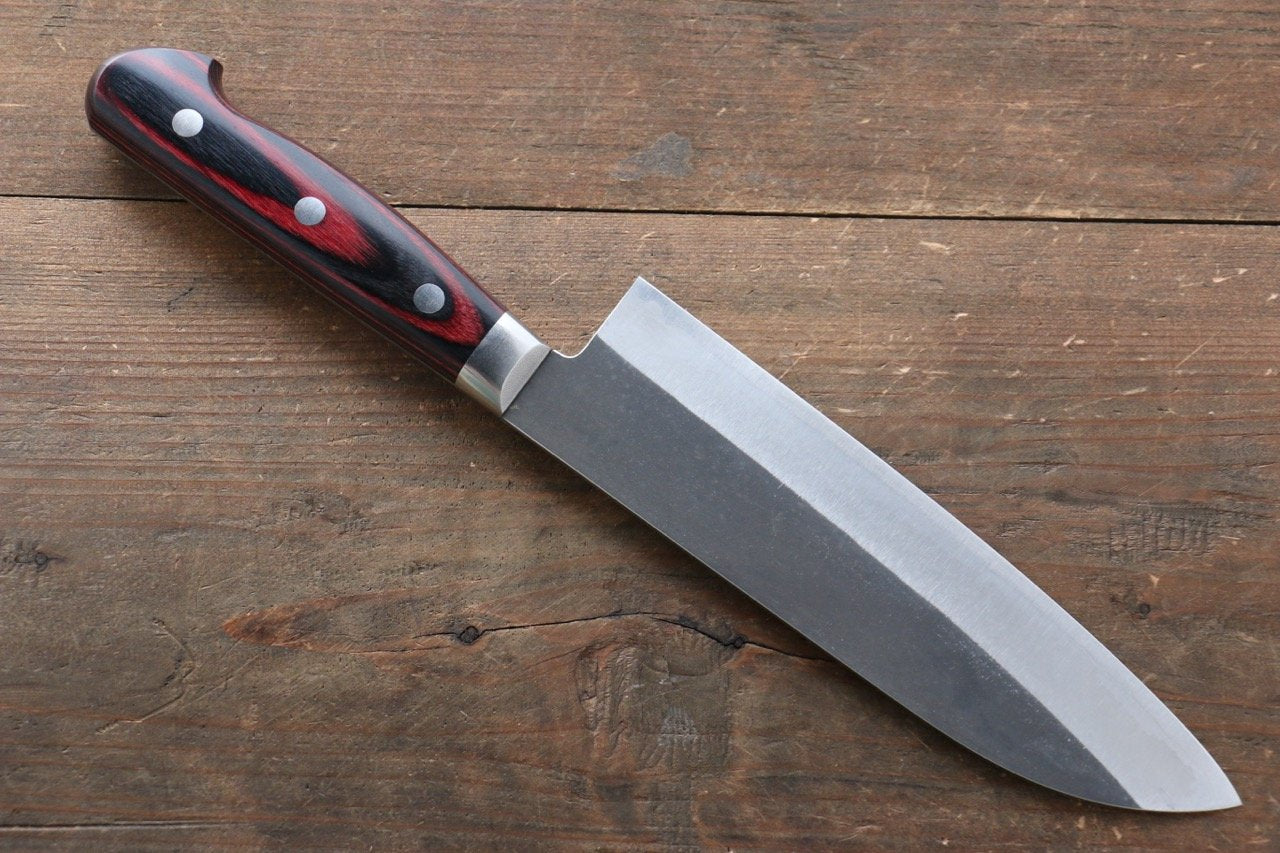 Thương hiệu Yoshimi Kato Thép siêu xanh Kurouchi Dao đa năng Santoku dao Nhật 180mm gỗ ép Chuôi dao