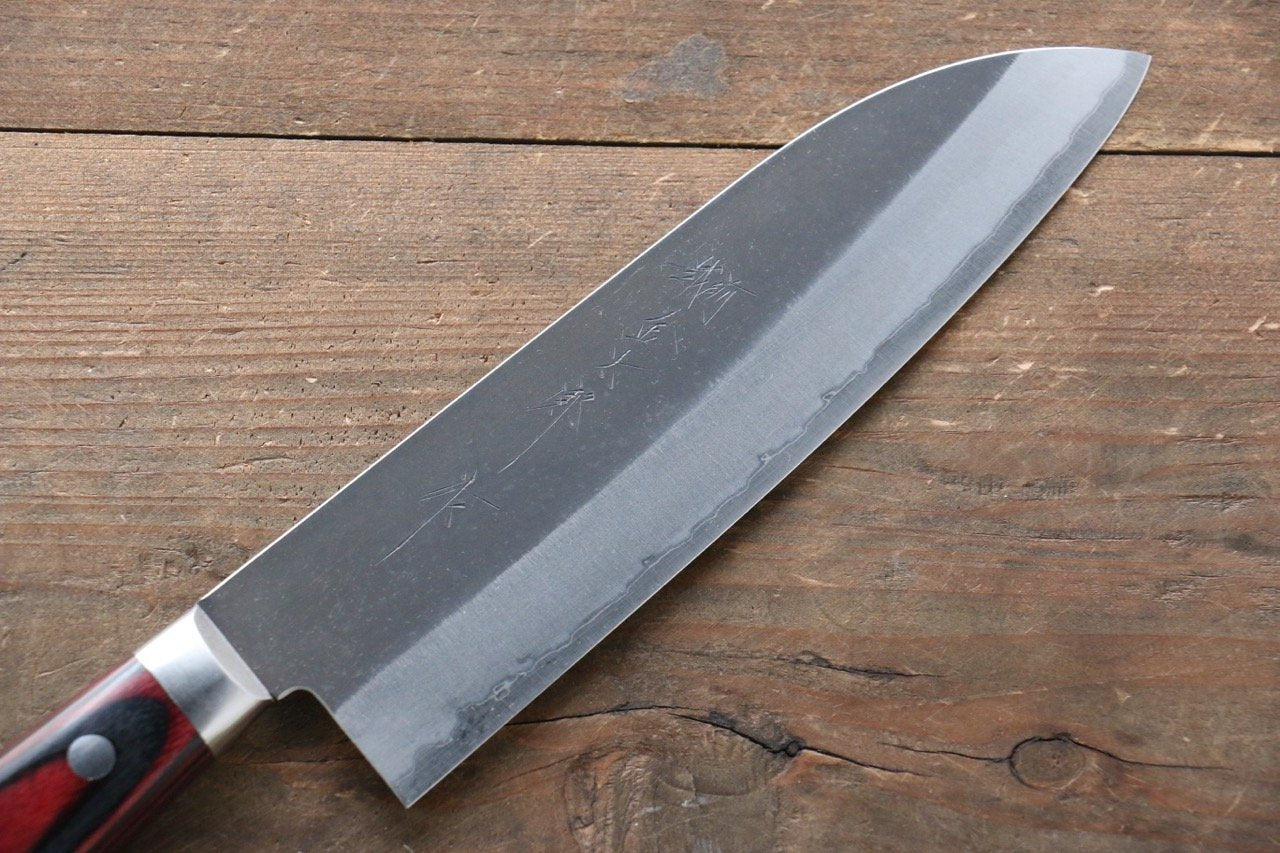 Thương hiệu Yoshimi Kato Thép siêu xanh Kurouchi Dao đa năng Santoku dao Nhật 180mm gỗ ép Chuôi dao