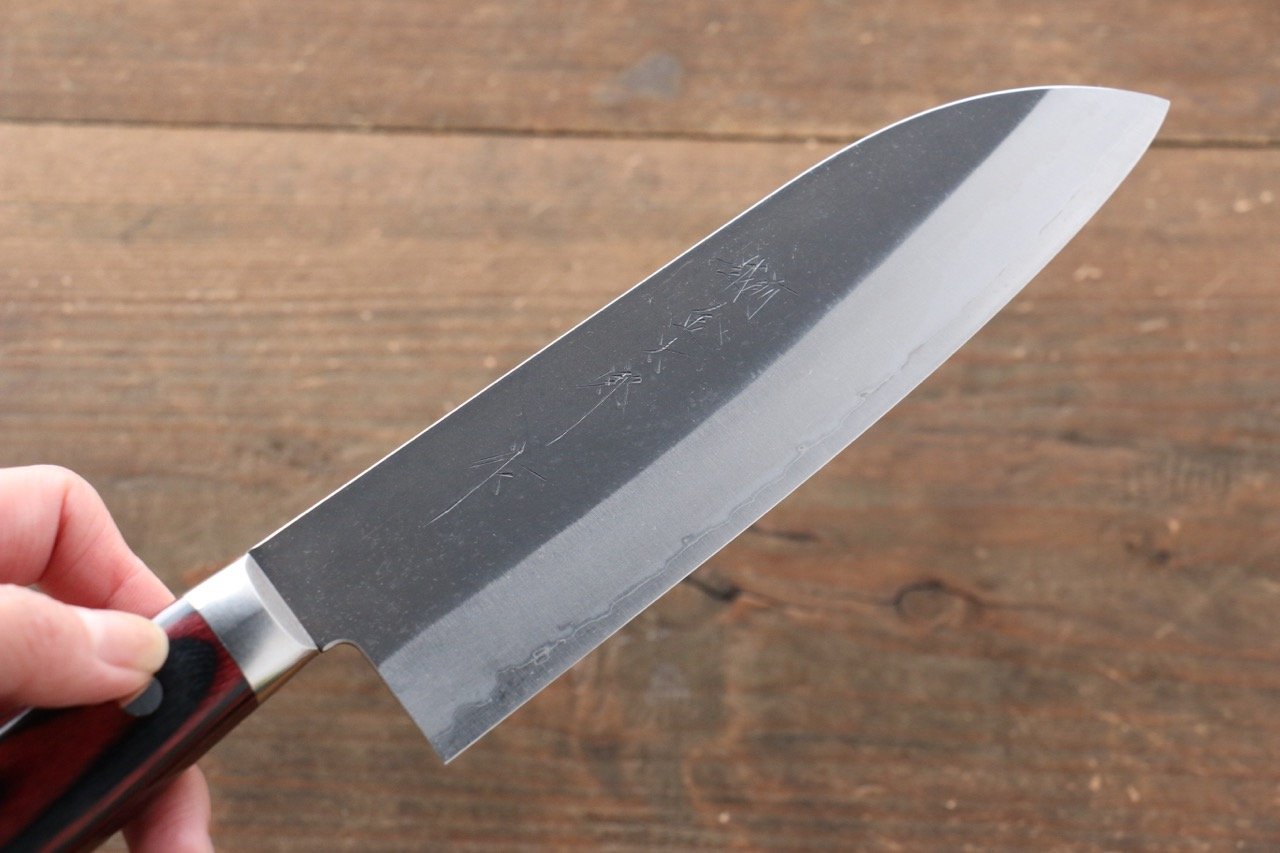 Thương hiệu Yoshimi Kato Thép siêu xanh Kurouchi Dao đa năng Santoku dao Nhật 180mm gỗ ép Chuôi dao