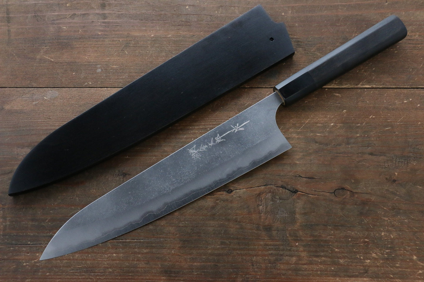 Marke Yoshimi Kato Ultragrüner Stahl Traditionelle japanische Technologie Nashiji Mehrzweckmesser Gyuto Japanisches Messer 240 mm lackiert Messergriff Inklusive Scheide