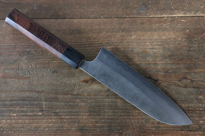 Thương hiệu Yoshimi Kato Thép siêu xanh Kỹ nghệ truyền thống Nhật Nashiji Dao đa năng Santoku dao Nhật 165mm gỗ Honduras đenChuôi dao