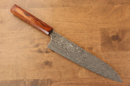 Thương hiệu Yoshimi Kato R2/SG2 Thép Damascus Dao đa năng Gyuto dao Nhật 210mm sơn mài vân gỗ Tuyết TùngChuôi dao