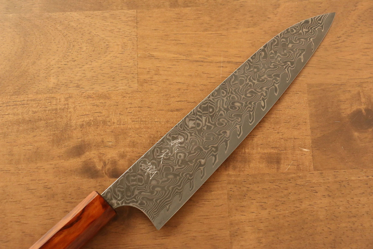 Thương hiệu Yoshimi Kato R2/SG2 Thép Damascus Dao đa năng Gyuto dao Nhật 210mm sơn mài vân gỗ Tuyết TùngChuôi dao