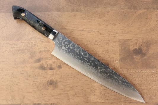 Thương hiệu Yoshimi Kato R2/SG2 Thép Damascus Dao đa năng Gyuto dao Nhật 210mm Nhựa Acrylic ĐenChuôi dao