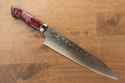 Thương hiệu Yoshimi Kato R2/SG2 Thép Damascus Dao đa năng Gyuto dao Nhật 210mm nhựa Acrylic đỏChuôi dao