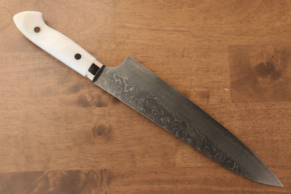 Thương hiệu Yoshimi Kato R2/SG2 Thép Damascus Dao đa năng Gyuto dao Nhật 210mm Nhựa Acrylic TrắngChuôi dao