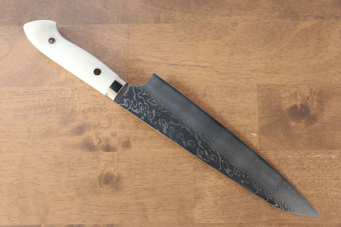 Thương hiệu Yoshimi Kato R2/SG2 Thép Damascus Dao đa năng Gyuto dao Nhật 210mm Nhựa Acrylic TrắngChuôi dao