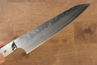 Thương hiệu Yoshimi Kato R2/SG2 Thép Damascus Dao đa năng Gyuto dao Nhật 210mm Nhựa Acrylic TrắngChuôi dao