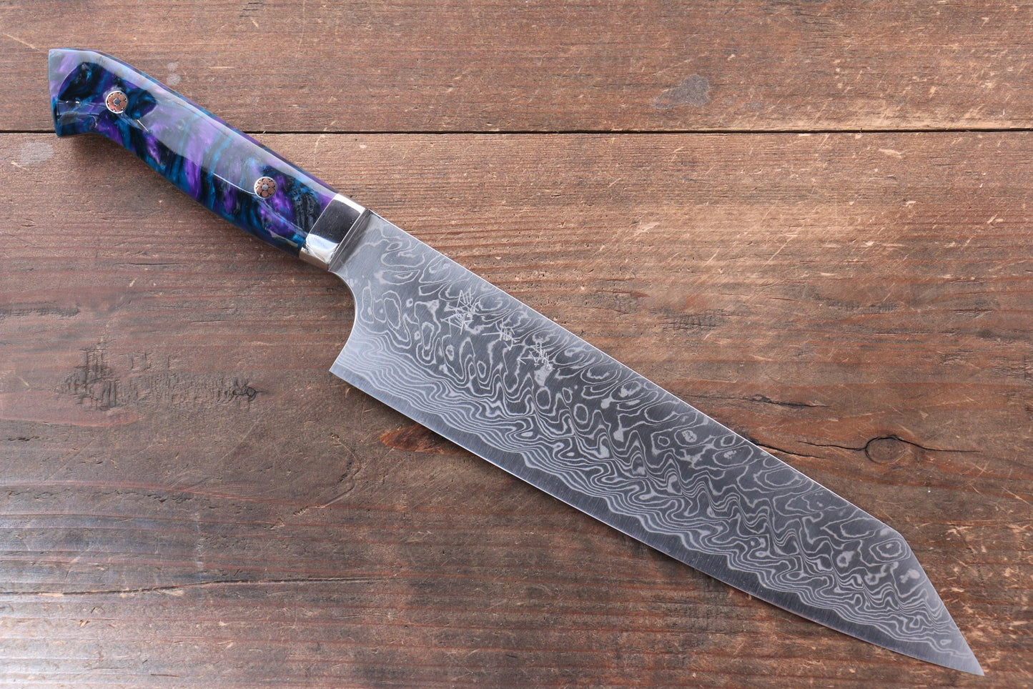 Thương hiệu Yoshimi Kato R2/SG2 Thép Damascus Dao đa năng Gyuto dao Nhật 210mm nhựa Acrylic xanhChuôi dao