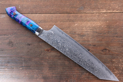 Thương hiệu Yoshimi Kato R2/SG2 Thép Damascus Dao đa năng Gyuto dao Nhật 210mm nhựa Acrylic xanhChuôi dao