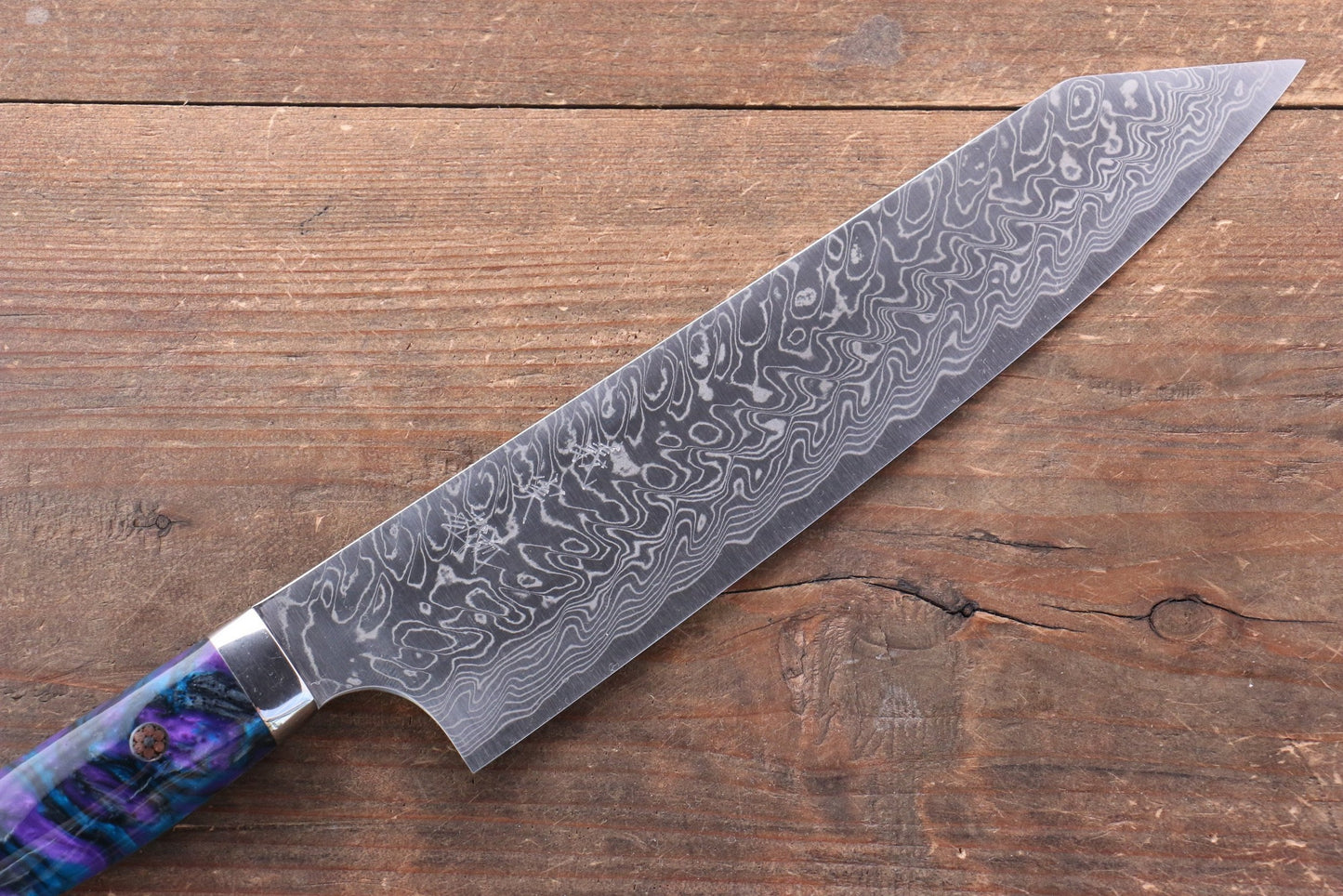 Thương hiệu Yoshimi Kato R2/SG2 Thép Damascus Dao đa năng Gyuto dao Nhật 210mm nhựa Acrylic xanhChuôi dao