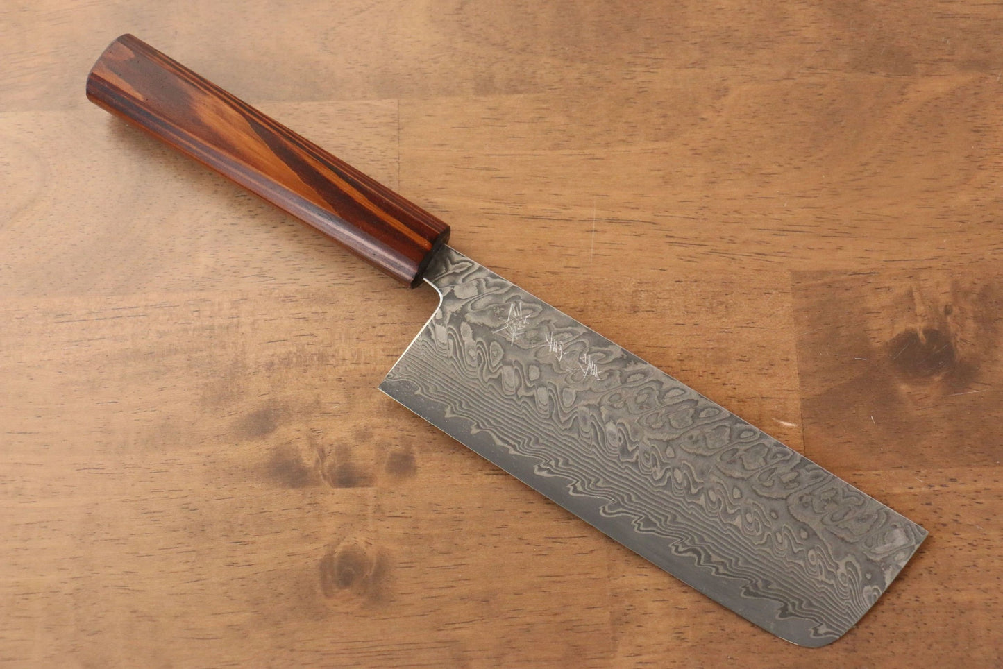 Thương hiệu Yoshimi Kato R2/SG2 Thép Damascus Dao thái rau chuyên dụng Nakiri dao Nhật 165mm sơn mài vân gỗ Tuyết TùngChuôi dao