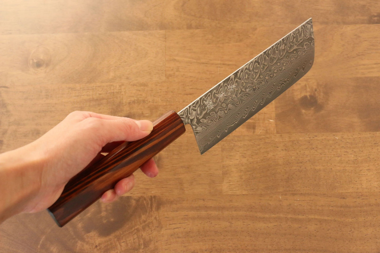 Thương hiệu Yoshimi Kato R2/SG2 Thép Damascus Dao thái rau chuyên dụng Nakiri dao Nhật 165mm sơn mài vân gỗ Tuyết TùngChuôi dao