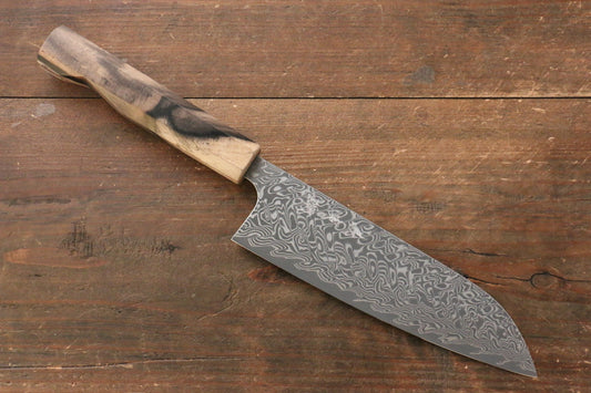 Thương hiệu Yoshimi Kato R2/SG2 Thép Damascus Dao đa năng Santoku dao Nhật 165mm gỗ cây Hồng đenChuôi dao