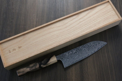 Thương hiệu Yoshimi Kato R2/SG2 Thép Damascus Dao đa năng Santoku dao Nhật 165mm gỗ cây Hồng đenChuôi dao