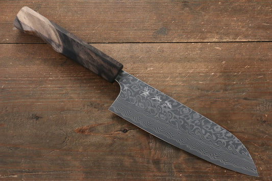 Thương hiệu Yoshimi Kato R2/SG2 Thép Damascus Dao đa năng Santoku dao Nhật 165mm gỗ cây Hồng đenChuôi dao