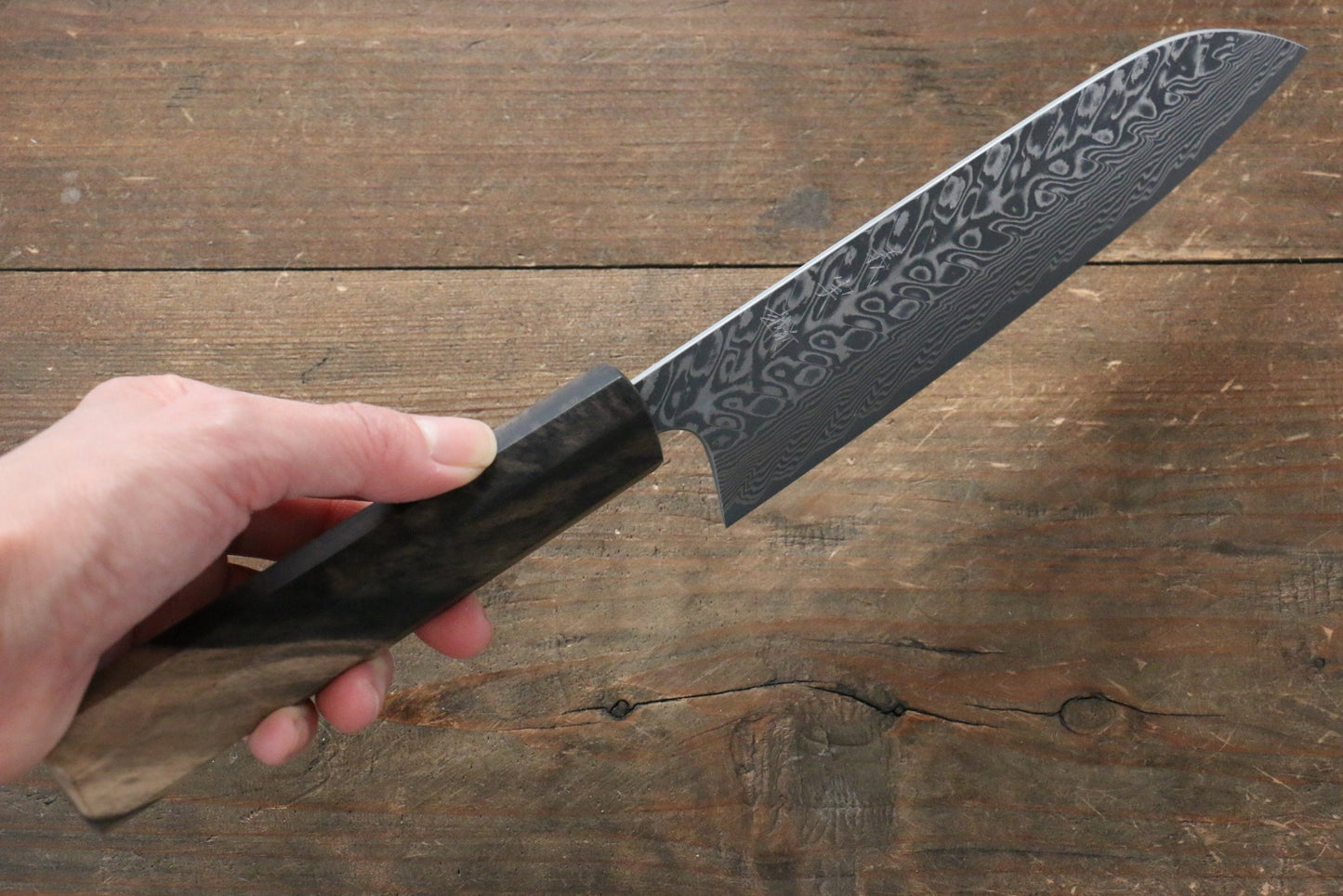 Thương hiệu Yoshimi Kato R2/SG2 Thép Damascus Dao đa năng Santoku dao Nhật 165mm gỗ cây Hồng đenChuôi dao