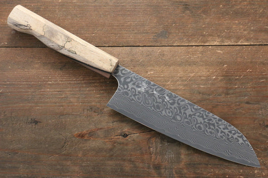 Thương hiệu Yoshimi Kato R2/SG2 Thép Damascus Dao đa năng Santoku dao Nhật 165mm gỗ cây Hồng đenChuôi dao