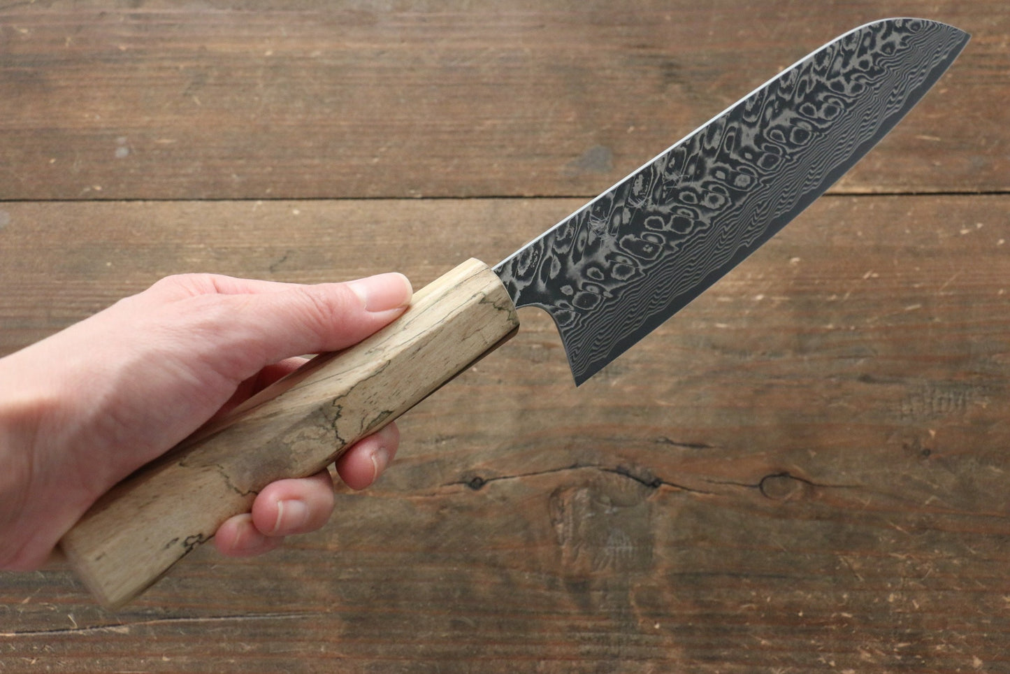 Thương hiệu Yoshimi Kato R2/SG2 Thép Damascus Dao đa năng Santoku dao Nhật 165mm gỗ cây Hồng đenChuôi dao