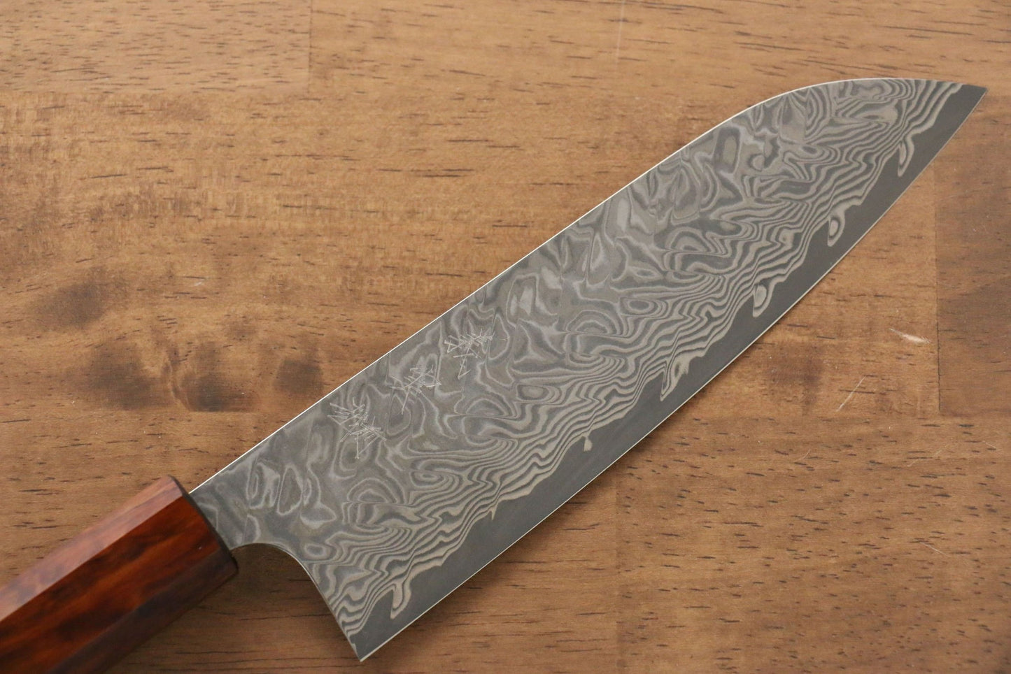 Thương hiệu Yoshimi Kato R2/SG2 Thép Damascus Dao đa năng Santoku dao Nhật 180mm sơn mài vân gỗ Tuyết TùngChuôi dao